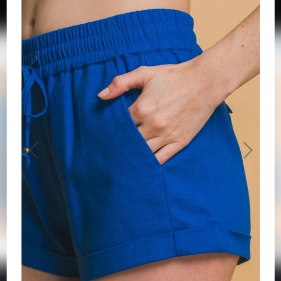 SET!! Great For 4th Of July!! Love Tree Blue Linen Shorts- Red Zenana Tank - Picture 5 of 8